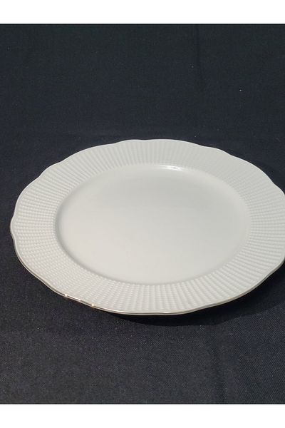 Kütahya Porselen Gold Gilded Bonnet Cake Plate - 21 cm