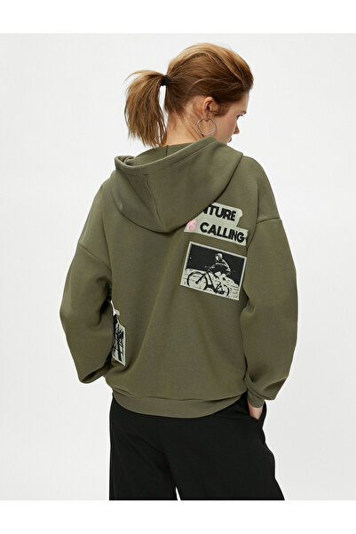 Koton Φούτερ με κουκούλα με φερμουάρ Oversize και τσέπη με φωτογραφία στο πίσω μέρος