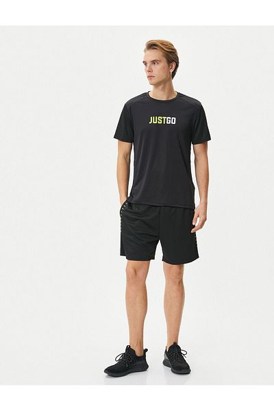 Koton Crew Neck Short Sleeve Sports T-Shirt - Slogan Printed