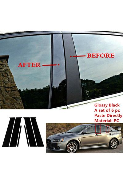 Choice 6pcs Pillar Posts Door Window Trim BC Column Sticker Exterior for Mitsubishi Lancer Sedan/EX/Gala...