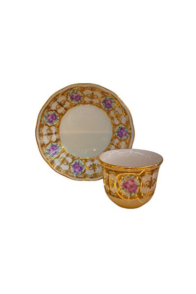 DUKKANI ISTANBUL Set of 6 Rose Tea Plates and Mirra Cups