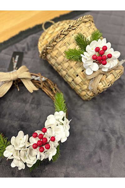 Marrone Λευκά Ανοιξιάτικα Κλαδιά Κοκινάλια Στολίδι πόρτας Κοκινάλια Καλάθι