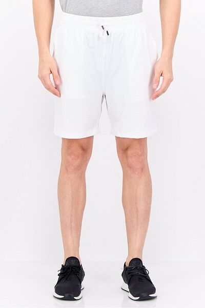 Feat Men Plain Drawstring Basic Shorts, White