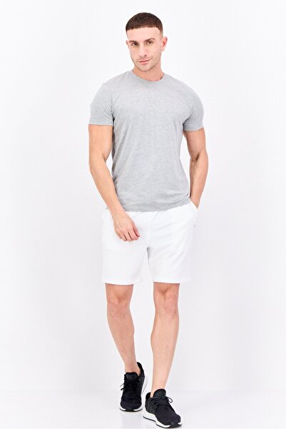 Feat Men Plain Drawstring Basic Shorts, White