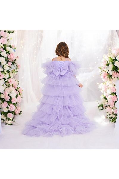 zühre balaban Lilac Girl's Evening Dress Short Front Long Back