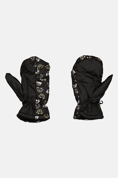 Royal Deluxe Kids Boy Graphic Printed Mittens, Black Combo
