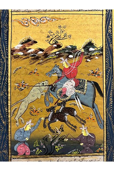 Hasyılmaz Handmade Miniature Painting Named Tiger Encounter 20.5X12 cm