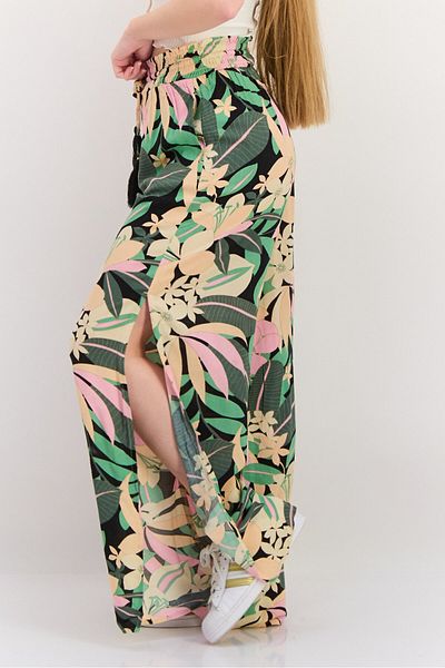 Roxy Women Floral Print Wide Leg Palazzo Pants, Green