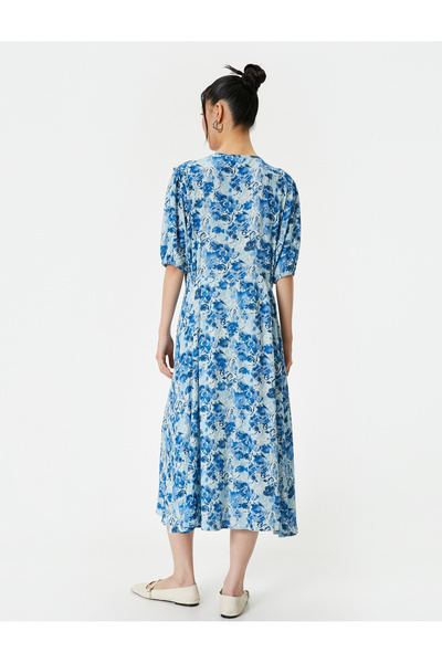 Koton Rochie maxi cu decolteu în V cu mâneci balon scurte cu imprimeu floral