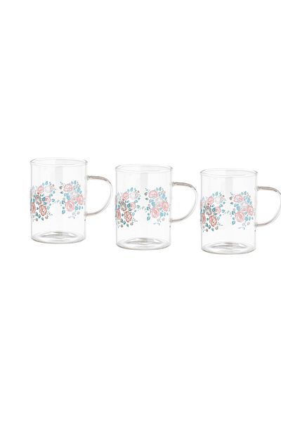 HIC Glass Cup Set 3 Pieces With Design 240 ml