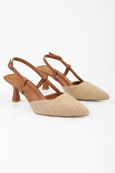 Shoeberry Braune Stroh-Stilettos mit Absatz - Damen