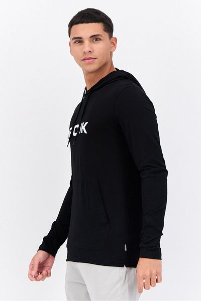 French Connection Men Hooded Long Sleeves Brand Logo T-shirt, Black