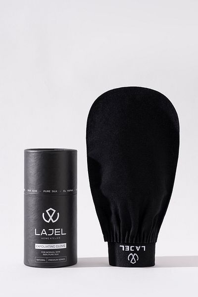 Lajel Premium Black Bath Shower Scrub Exfoliating Gloves 100% Flush Silk for Normal Skin