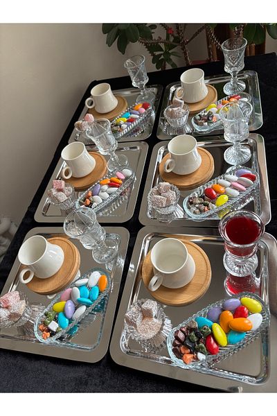DİBA AVM 36 Pieces 6 Persons New Trend Turkish Coffee Presentation Set 6 Persons 36 Pieces Full Set