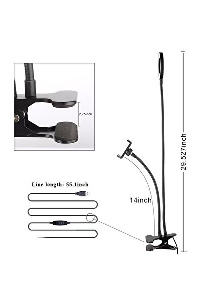 Primo Plus حامل هاتف محمول مرن مع ضوء LED أسود