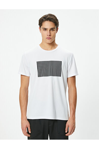 Koton Baskılı Spor Tişört Bisiklet Yaka Kısa Kollu