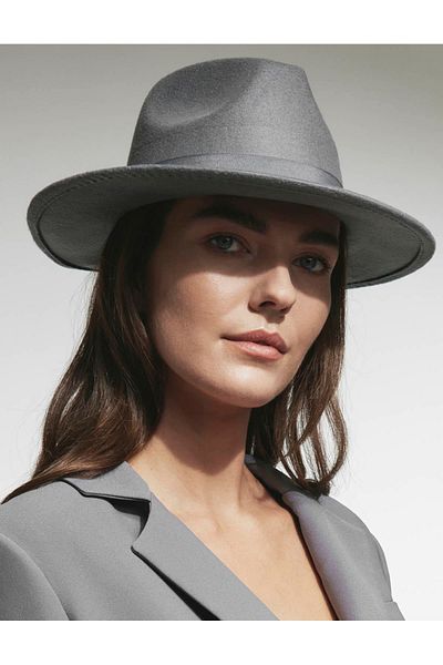 CosmoOutlet Panama Fedora Trilby Classic Inside Adjustable Grey Color Women's Hat