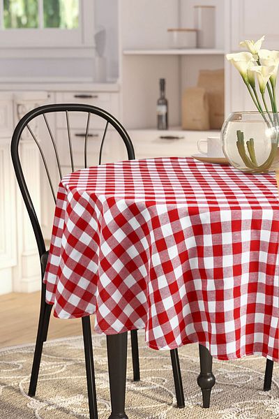 Soft Kare Gingham Round Large Square Tablecloth