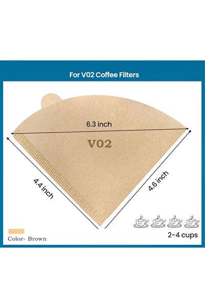 MIBRU V60 Natural Conical Coffee Filters, Unbleached Paper, Size #2, Brown, Pack of 100 (V01)