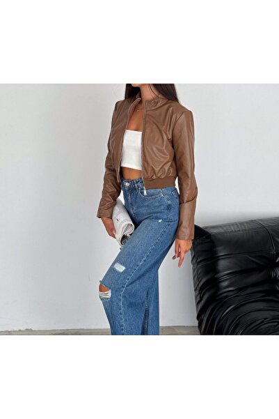 MODA سترة نسائية من الجلد الصناعي