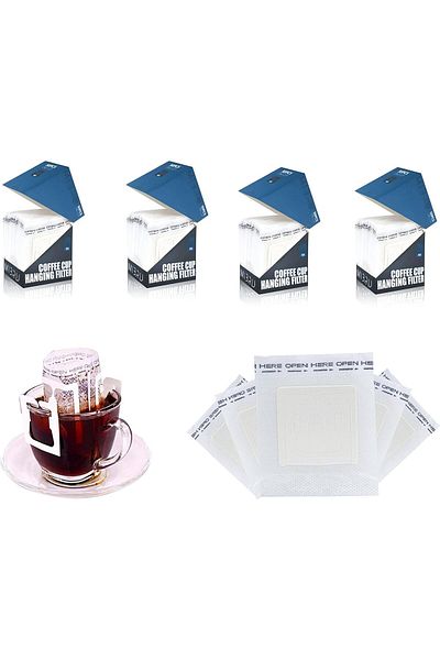 MIBRU 200-Piece Portable Hanging Coffee Filter Paper Bag White