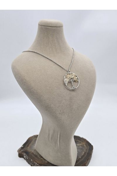 NBS Beautiful Naturel Stones Citrine Tree of Life Pattern - Real Natural Stone Necklace (Lumpy Blessings)