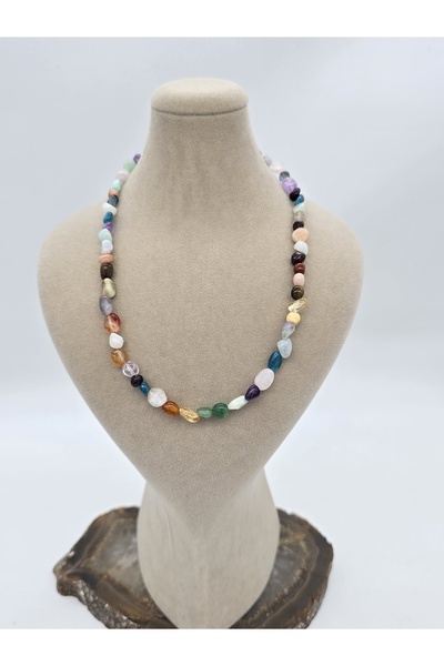 NBS Beautiful Naturel Stones تصميم أنيق 40 سم - قلادة من الحجر الطبيعي، أحجار طبيعية للنجاح