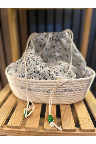 Home Handmade Bread Basket with Closeable Fabric Bag