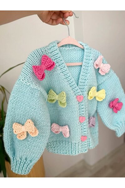 Melonndesign Cream Children's Cardigan with Bow Detail