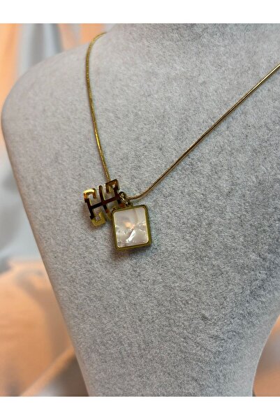 mysteriajewelry Çelik Altın Renk İnce Zincir Geometrik Kolye 45 - 50 CM