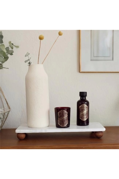 Akayev Marble White 30X20 cm Wooden Bead Standing Presentation Holder