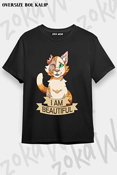 ZOKAWEAR Mačke ratnici, ja sam lepa Štampano unisex Oversize kroj majica