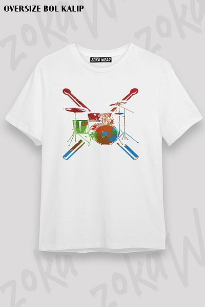 ZOKAWEAR Tricou imprimat unisex oversize cu design de tobe