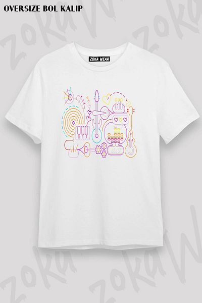ZOKAWEAR Μπλουζάκι με στάμπα Unisex Oversize σχέδιο κιθάρας