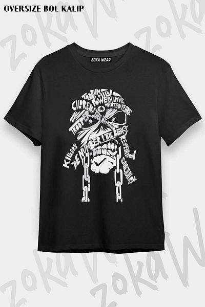 ZOKAWEAR Tricou unisex oversize cu imprimeu Iron Maiden Power Design