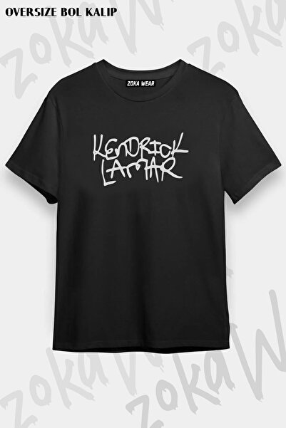 ZOKAWEAR تي شيرت مطبوع بتصميم شعار كندريك لامار كبير الحجم للجنسين