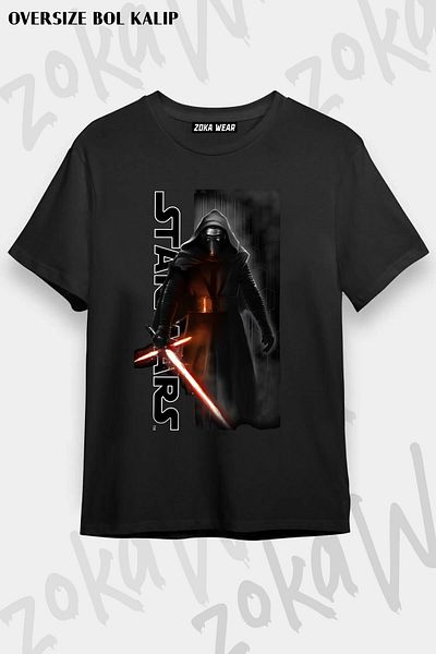 ZOKAWEAR Tricou unisex oversize cu imprimeu Kylo Ren Awakened Design
