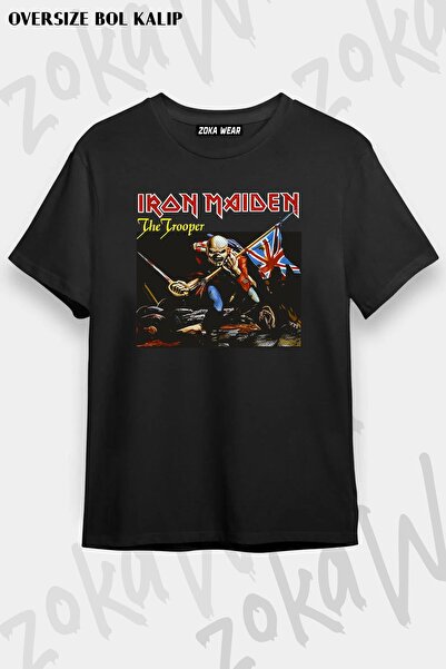 ZOKAWEAR تي شيرت مطبوع بتصميم Trooper Iron Maiden مقاس كبير للجنسين