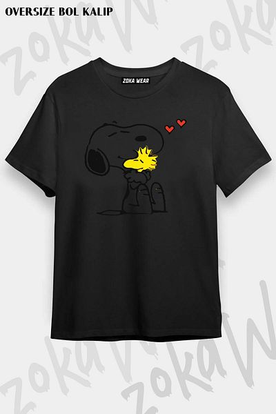 ZOKAWEAR Μπλουζάκι με στάμπα Unisex Oversize με σχέδιο Snoopy And Dog
