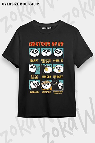 ZOKAWEAR Unisex Oversize kroj Kung Fu Panda Štampano T-shirt