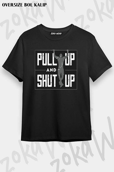 ZOKAWEAR Unisex Oversize Fit Bodybuilding Pull up Design Printed Tshirt