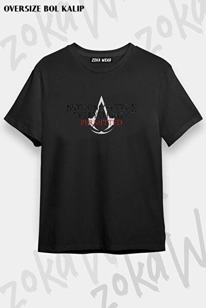 ZOKAWEAR Tricou unisex oversize Ezio Creed, Assasins Creed Game Design imprimat