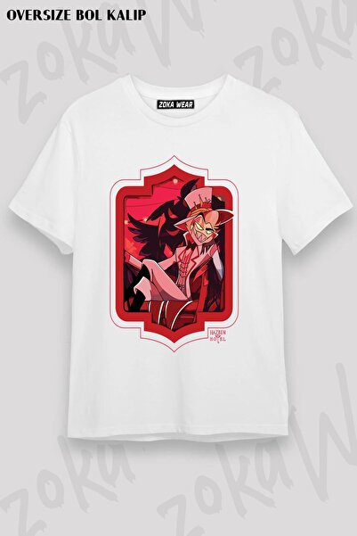 ZOKAWEAR تيشيرت مطبوع بتصميم فندق لوسيفر هازبين مقاس كبير للجنسين