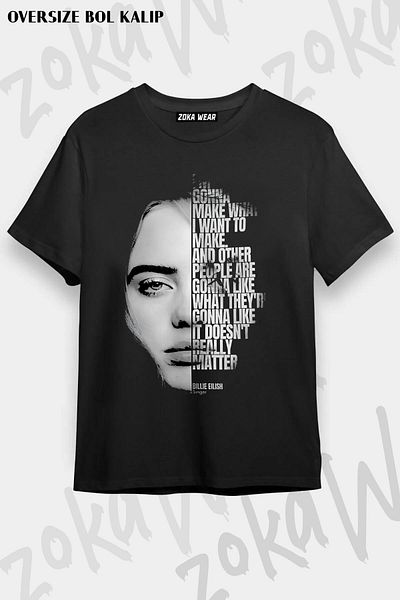 ZOKAWEAR Tricou unisex oversize cu imprimeu Billie Eilish Design