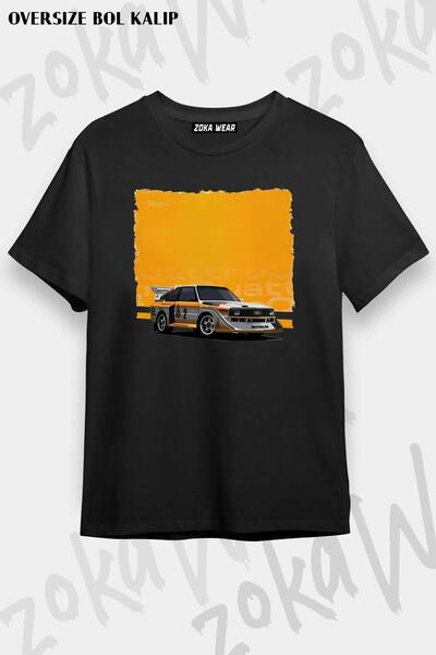 ZOKAWEAR Unisex Oversize Kalıp Audi Quattro S1 Tasarım Baskılı Tshirt