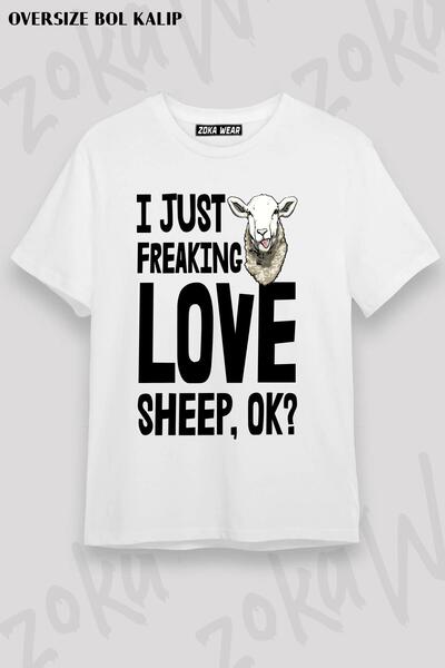 ZOKAWEAR Unisex Oversize "I Just Freaking Love Sheep" Printed T-Shirt