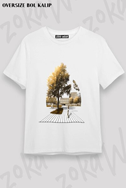 ZOKAWEAR Μπλουζάκι με στάμπα Unisex Oversize Architectural Garden Design
