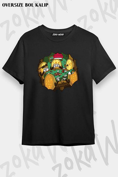 ZOKAWEAR Τυπωμένο μπλουζάκι Unisex Oversize Bitcoin Etherium Crypto Currency Stock Market Design
