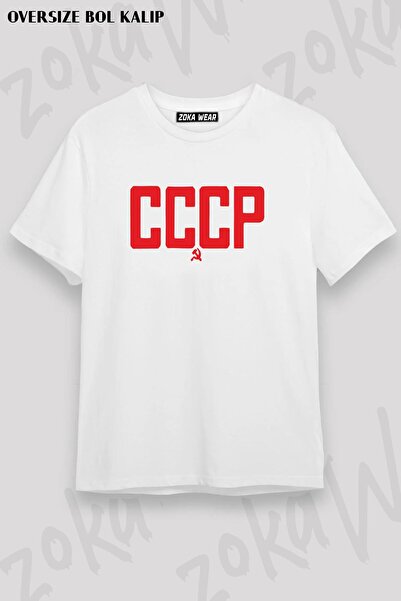 ZOKAWEAR تيشيرت مطبوع بتصميم Cccp كبير الحجم للجنسين