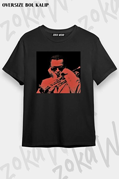 ZOKAWEAR تيشيرت مطبوع بتصميم كبير الحجم للجنسين من مايلز ديفيس (موسيقي).